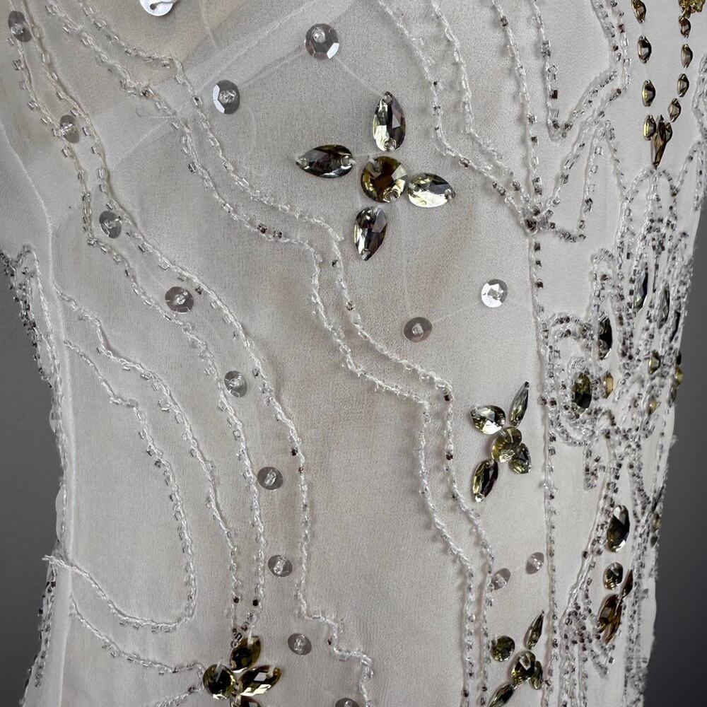 Y2K L.A.F.E.R. white beaded sheer dress Y2K embellished fairy size S - Picture 7 of 8